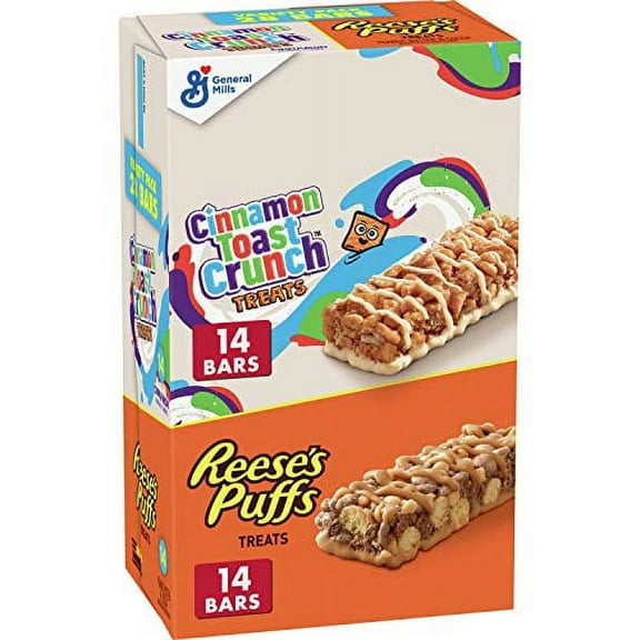 Cinnamon Toast Crunch and BCF26 REESE'S Puffs Cereal Treat Bars Variety Pack, Snack Bars, 28 Ct, 23.8 oz