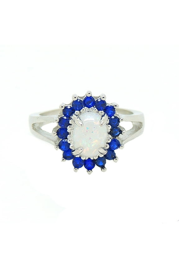 Reese Statement Engagement Ring Fire Opal Blue Cu Womens Ginger Lyne Collection