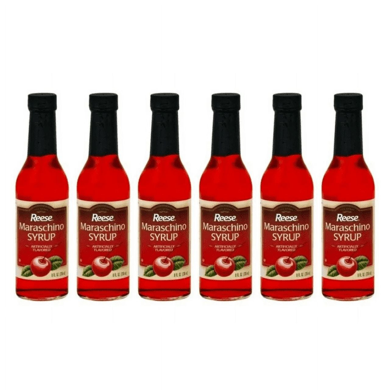 Reese Maraschino Syrup - 8 Oz Bottle (Pack Of 6), No High Fructose Corn Syrup, Great For Cocktails & Desserts