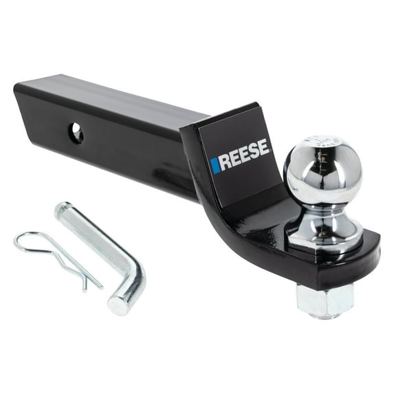 Reese Towpower 21536 Trailer Hitch Ball Mount Starter Kit, Fits 2 Inch Square Receiver, 2 Inch Drop, 6,000 lbs. Capacity, Includes 2 Inch Trailer Ball and Pin & Clip, Black
