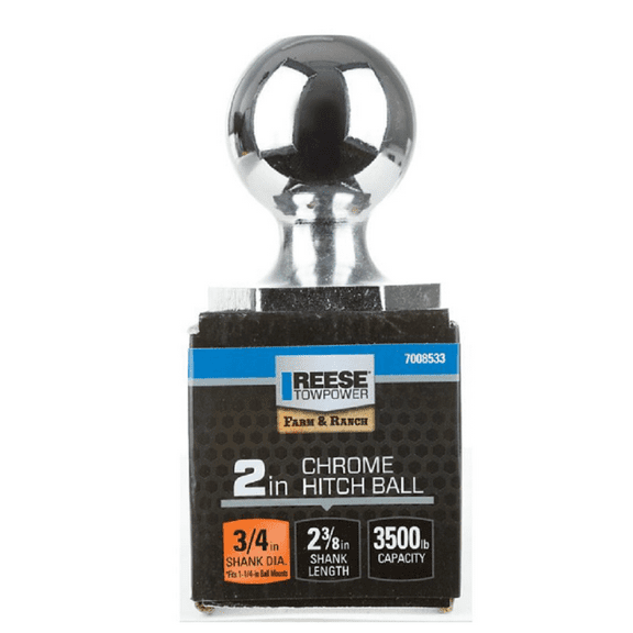 Reese Towpower 7008533 2in Chrome Interlock Hitch Ball,2-3/8in Shank 3,500lb Cap