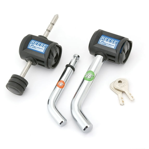 Reese Towpower 7054530 Trailer Hitch and Coupler Combo Lock Set, Fits 1-1/4 Inch & 2 Inch Square Receivers, 1/2 Inch & 5/8 Inch Pin Diameter, Chrome