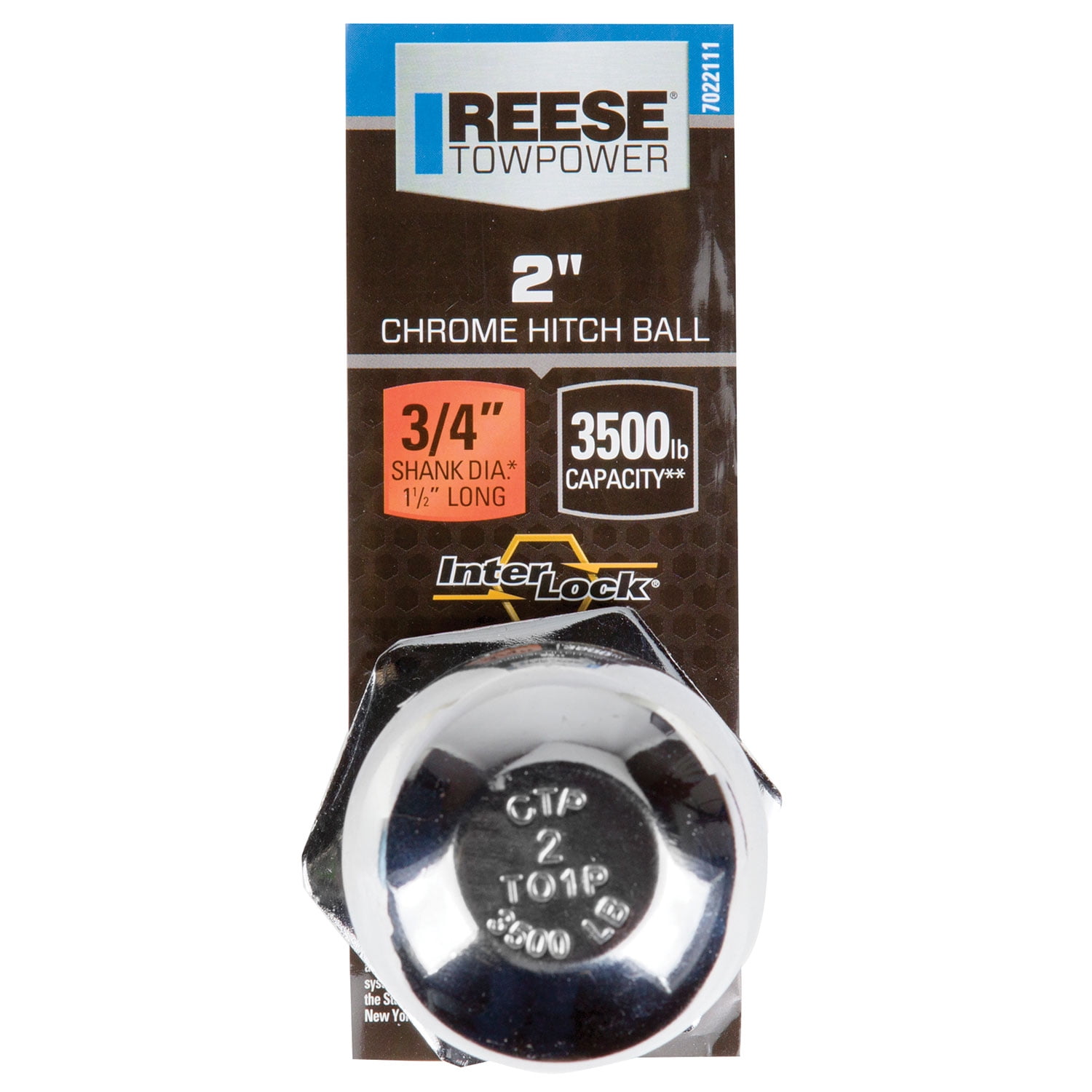Reese Towpower Interlock 2" Hitch Ball, Chrome