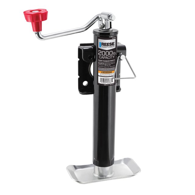 Reese Towpower Round Trailer Jack, Side Mount, 2,000 lbs. Lift Capacity