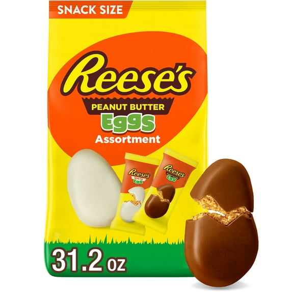 Reese's Assorted Flavored Snack Size Peanut Butter Eggs Easter Candy, Bag 31.2 oz