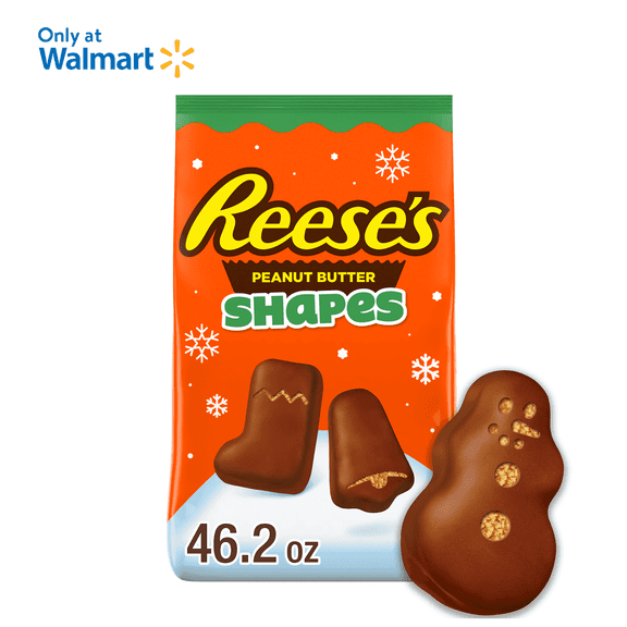 Reese's Assorted Milk Chocolate Peanut Butter Shapes Christmas Candy, Bulk Bag 46.2 oz