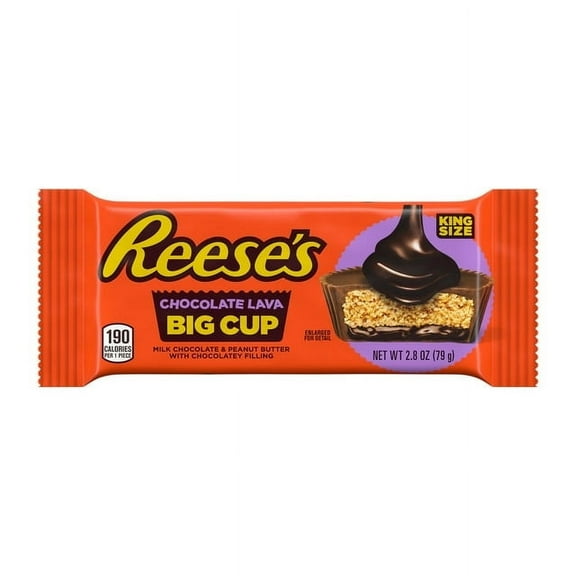 Reese's Big Cup Chocolate Lava Milk Chocolate King Size Peanut Butter Cups Candy, Pack 2.8 oz(2pack)