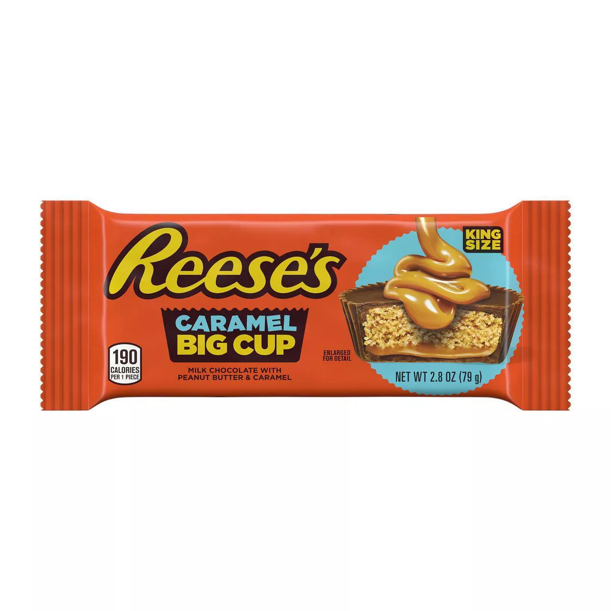 Reese's Big Cup Milk Chocolate Peanut Butter Caramel Cups King Size Candy - 2.8oz
