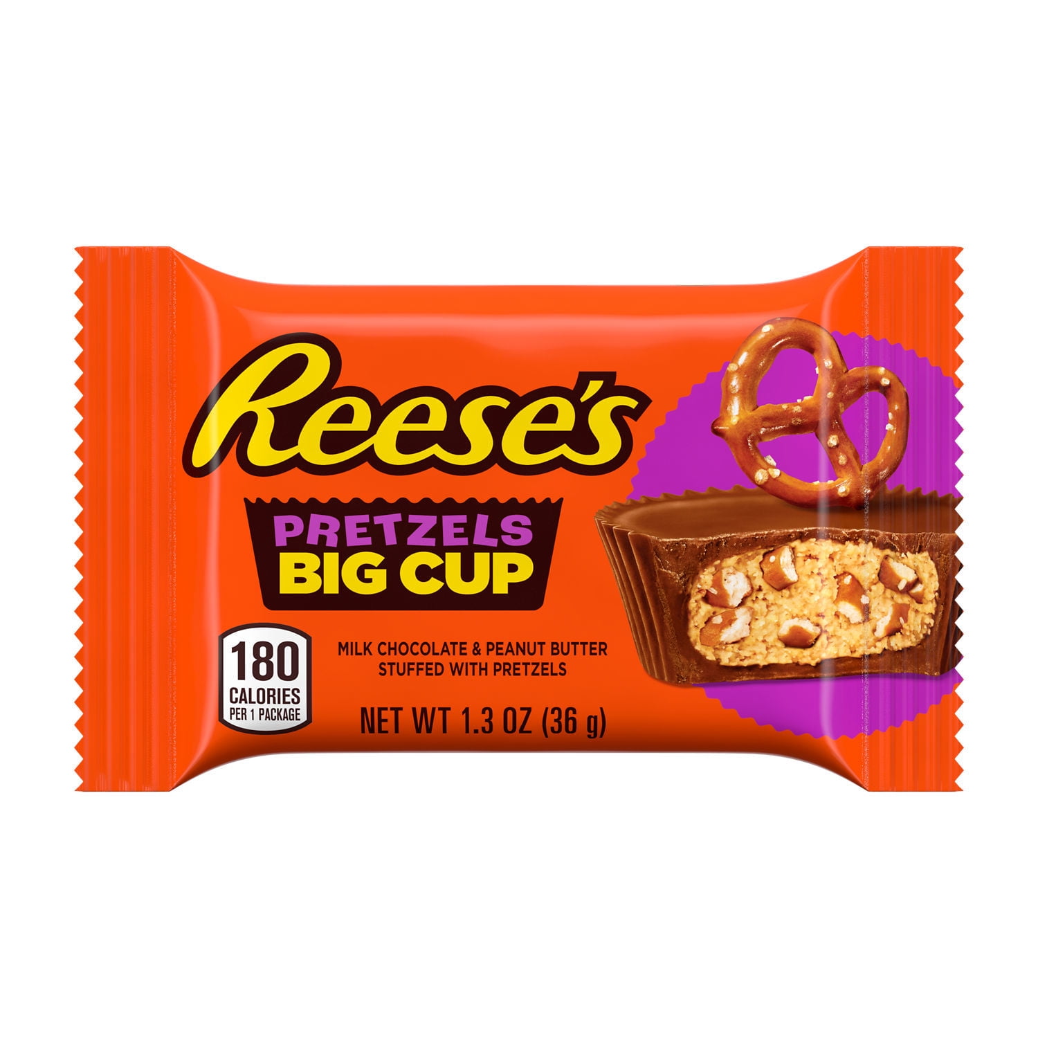 Reese's Big Cup with Pretzels Milk Chocolate Peanut Butter Cups Candy, Pack 1.3 oz