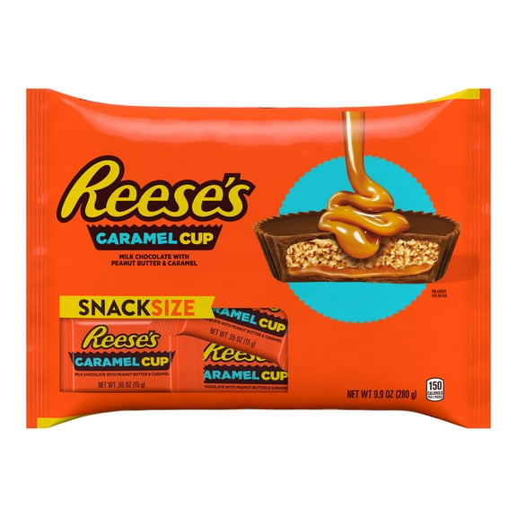 Reese's Caramel Milk Chocolate Snack Size Peanut Butter Cups Candy, Bag 9.9 oz