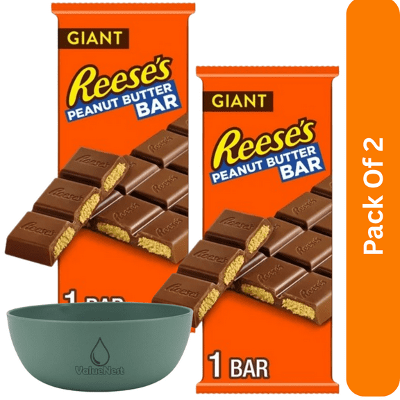 Reese's Chocolate Peanut Butter Creme Bar 7.37 oz Giant Candy, With Olive Green Bowl By ValueNest