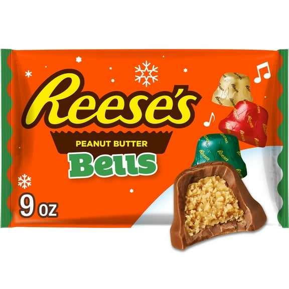 Reese's Chocolate Peanut Butter Creme Bells Christmas Candy, Bag 9 oz