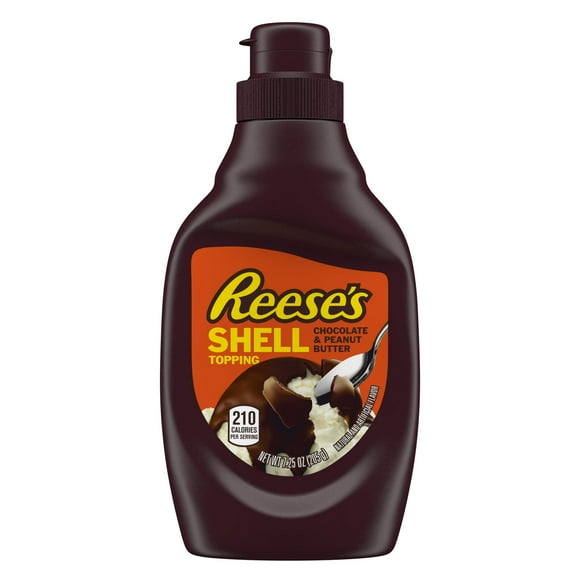Reese's Chocolate Peanut Butter Shell Topping, Bottle 7.25 oz (Pack of 4)