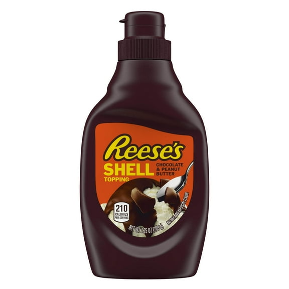 Reese's Chocolate Peanut Butter Shell Topping, Bottle 7.25 oz (Pack of 6)