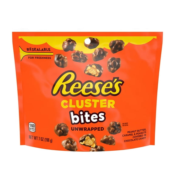 Reese's Cluster Bites Peanut Butter, Caramel and Peanuts Candy, Bag 7 oz