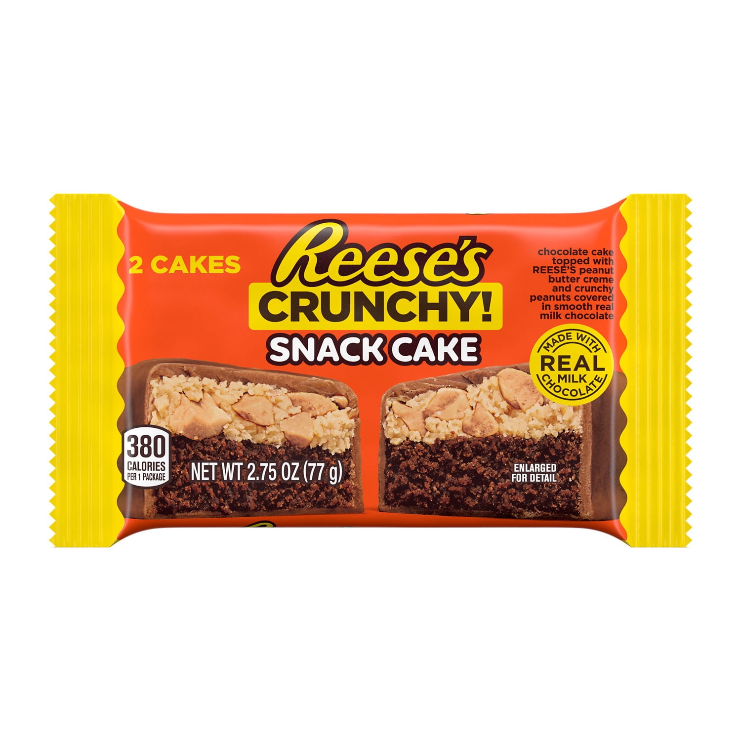 Reese's Crunchy! Peanut Butter Creme and Peanut Snack Cake, Pack 2.75 ...