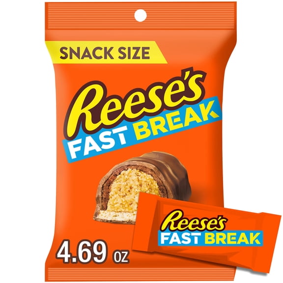 Reese's Fast Break Chocolate, Peanut Butter and Nougat Snack Size Candy, Bag 4.69 oz