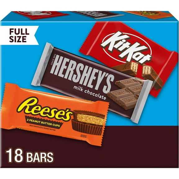 Reese's, Hershey's and Kit Kat Milk Chocolate Candy Bars Variety Pack - 18ct
