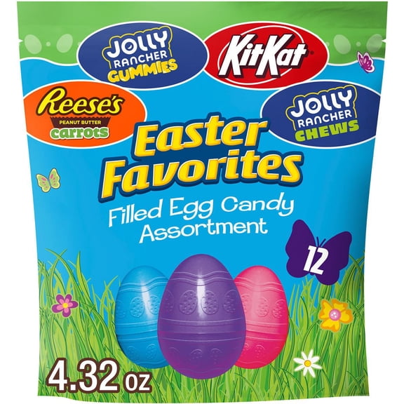 Reese's, Jolly Rancher, Kit Kat Assorted Flavored Pre-Filled Plastic Egg Easter Candy - 4.3oz/12ct