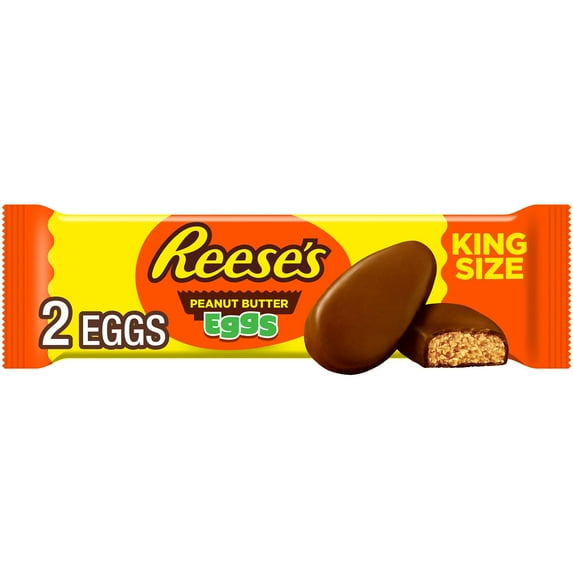 REESE'S Milk Chocolate King Size Peanut Butter Eggs, Easter Candy Pack, 2.4 oz