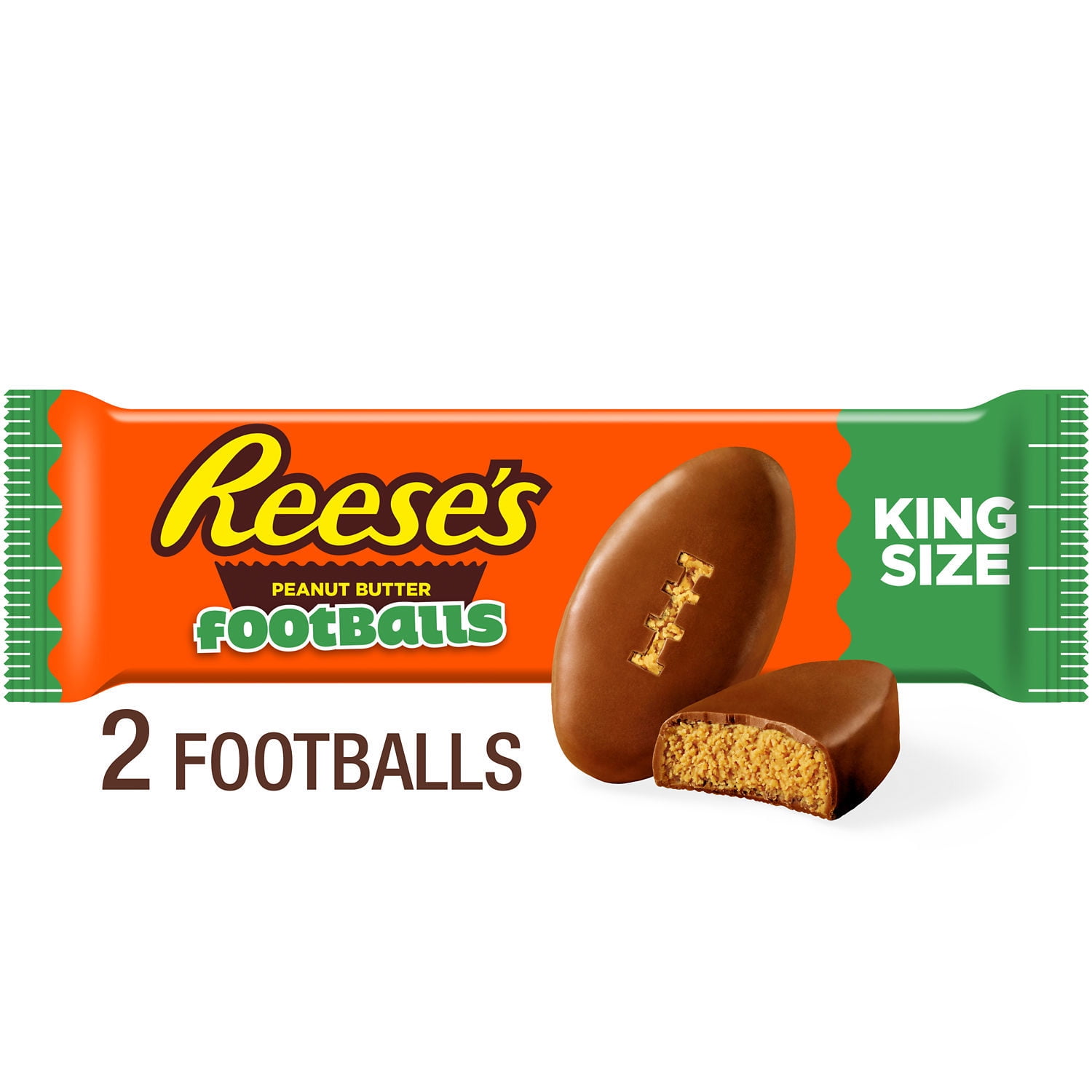 Reese's Milk Chocolate King Size Peanut Butter Footballs Candy, Pack 2.4 oz