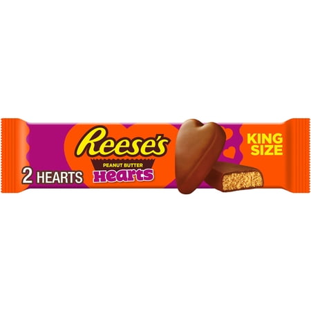 Reese's Milk Chocolate King Size Peanut Butter Hearts Valentine's Candy, Pack 2.4 oz