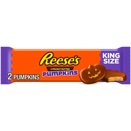 Reese's Milk Chocolate King Size Peanut Butter Pumpkins Halloween Candy, pack 2.4 oz, 2 Pieces