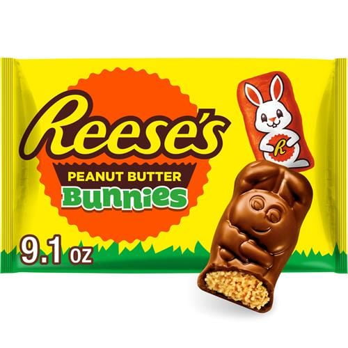 Reeses Milk Chocolate Peanut Butter Creme Bunnies, Easter Candy Bag, 9.1 Oz - Pack of 2