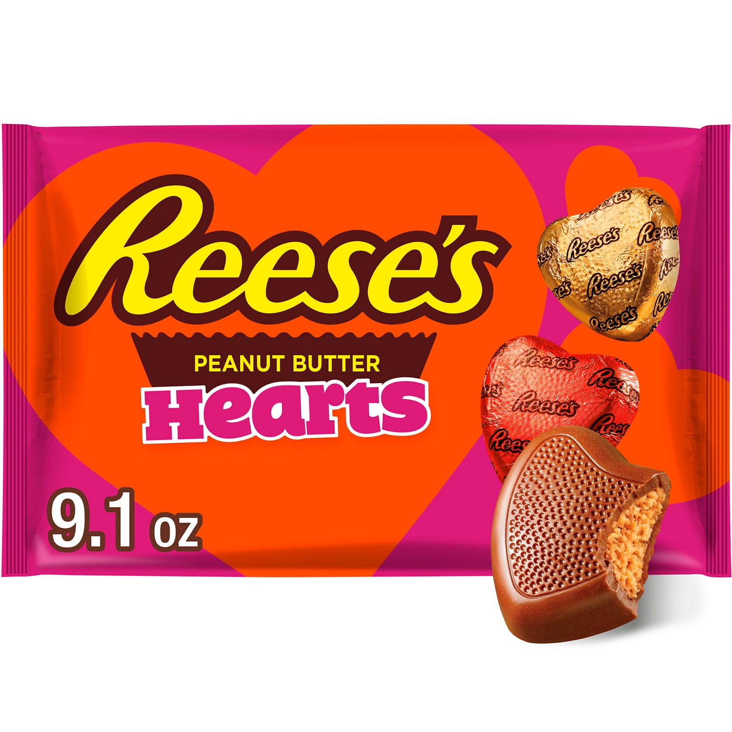 REESE'S Chocolate Peanut Butter Creme Hearts, Valentine's Candy Bag, 9.1 oz