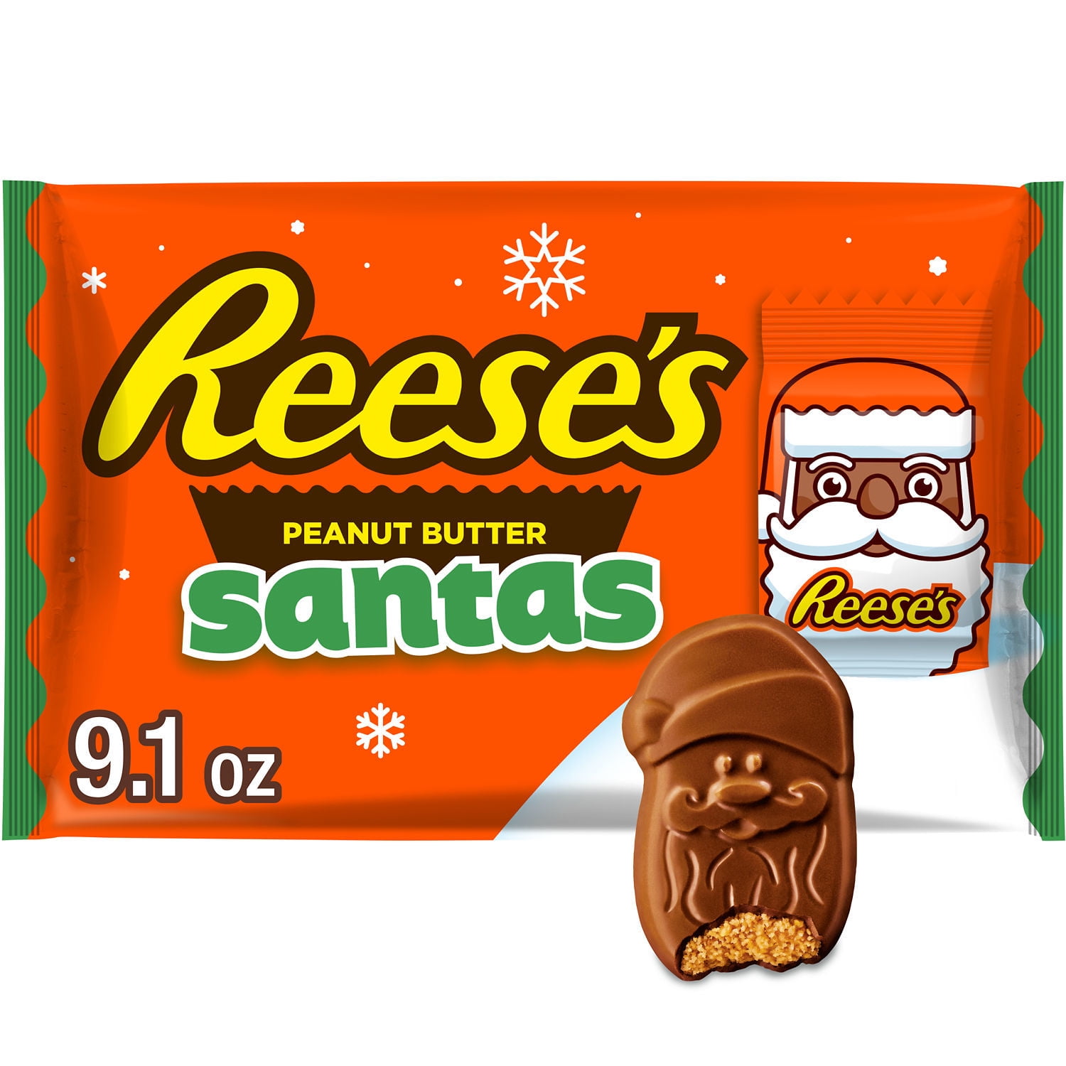 Reese's Milk Chocolate Peanut Butter Creme Santas Christmas Candy, Bag 9.1 oz