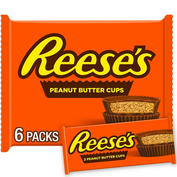 Reese's Milk Chocolate Peanut Butter Cups Candy, Packs 1.5 oz, 6 Count