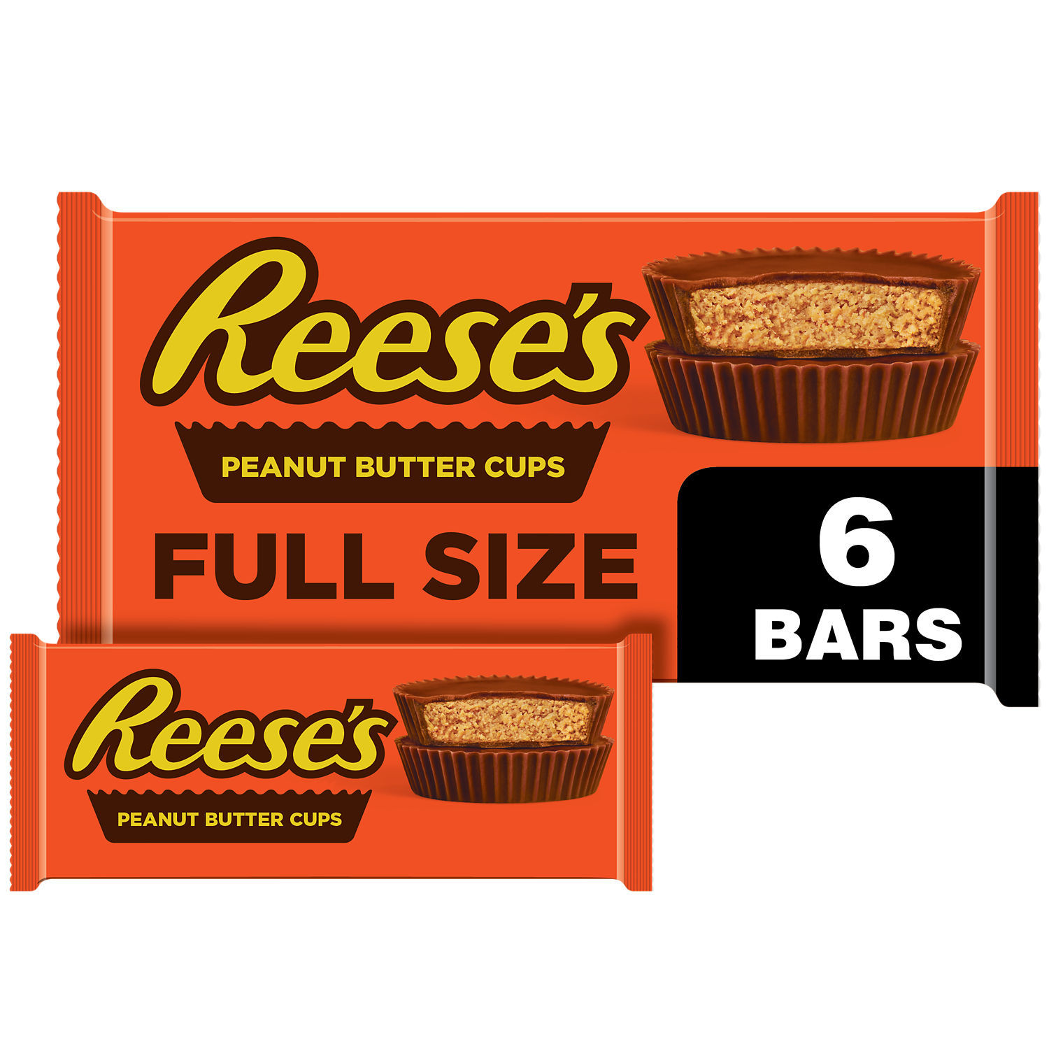 Reese's Milk Chocolate Peanut Butter Cups Candy, Packs 1.5 oz, 6 Count - image 1 of 9