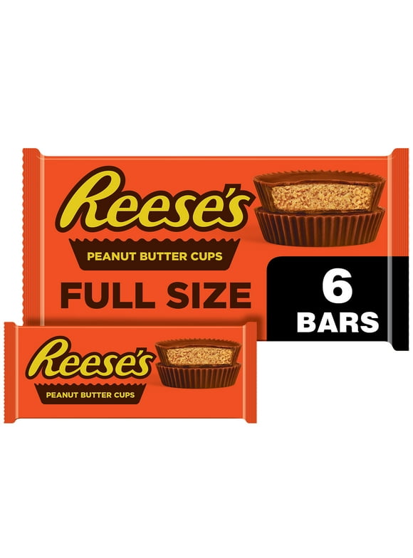 Reese's Milk Chocolate Peanut Butter Cups Candy, Packs 1.5 oz, 6 Count