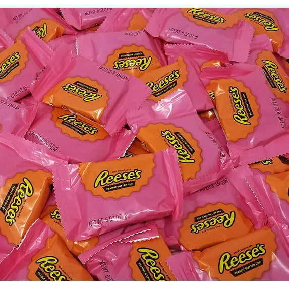 Reese's Milk Chocolate Peanut Butter Cups, Snack Size Chocolate Candy, Pink Foil, It's a Girl Party Favorite Candy, Gluten Free Bulk 4 Pounds Bag