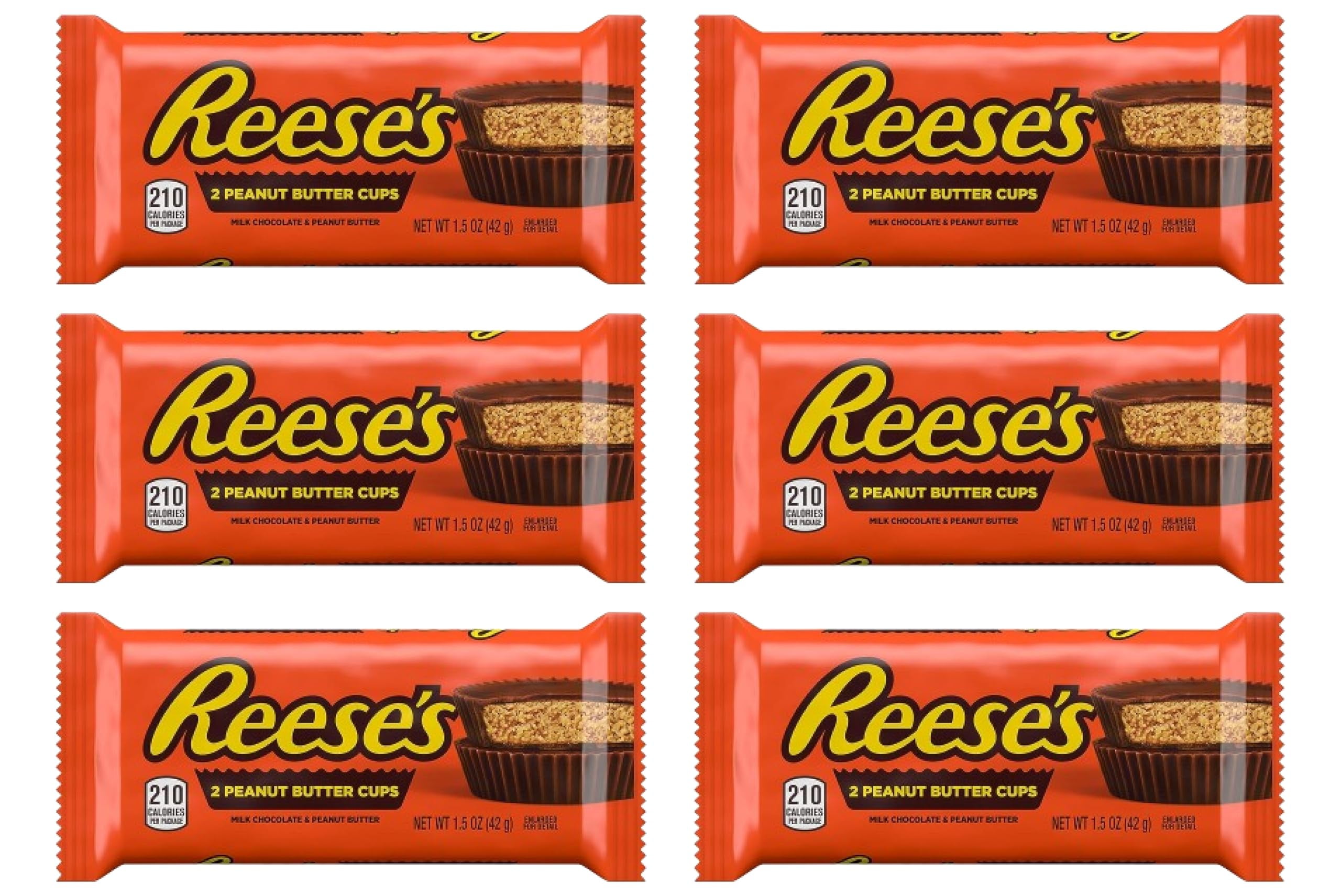 Reese's Milk Chocolate Peanut Butter Cups, Valentine's Day Candy Packs, 1.5 oz (6 Count)