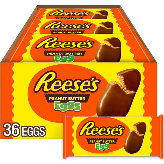 Reese's Milk Chocolate Peanut Butter Eggs Easter Candy, Packs 1.2 oz, 36 Count