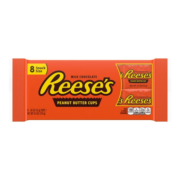 Reese's, Milk Chocolate Peanut Butter Snack Size Cups Candy, Individually Wrapped, 4.4 oz, Pack