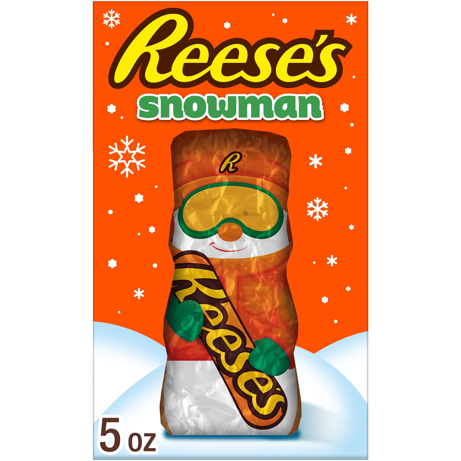 Reese's Milk Chocolate Peanut Butter Snowman Christmas Candy Stocking Stuffers, Box 5 oz