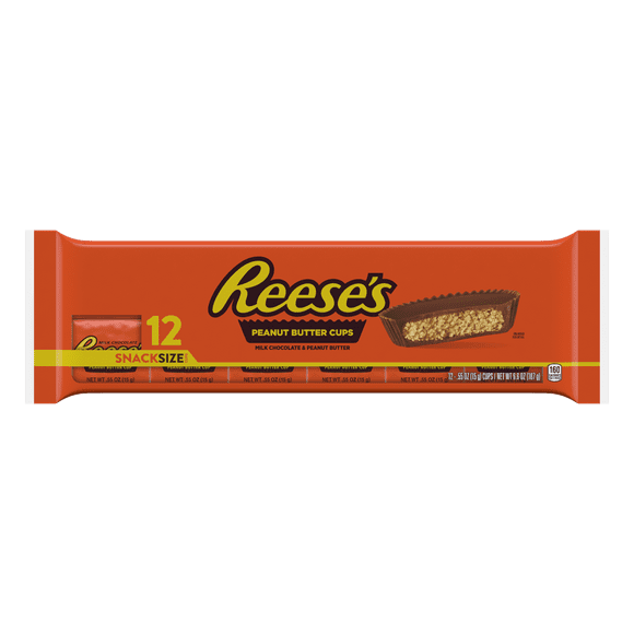 REESE'S Milk Chocolate Peanut Butter Cup Snack Size Bar 12-Pack, 6.6 oz