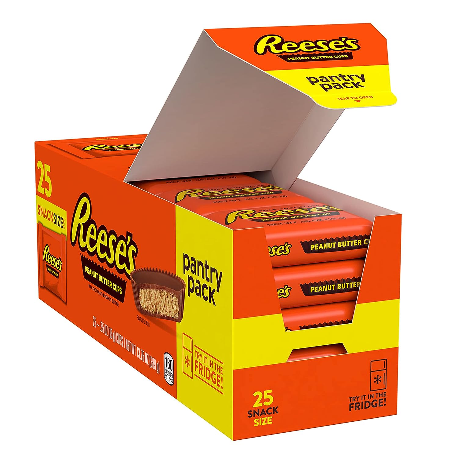 Reese's Milk Chocolate Snack Size Peanut Butter Cups Candy, Pantry Pack 13.75 oz, 25 Pieces - image 1 of 7