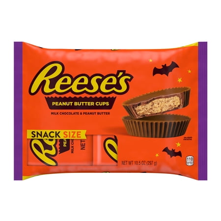 REESE'S Milk Chocolate Snack Size Peanut Butter Cups, Halloween Candy Bag, 10.5 oz