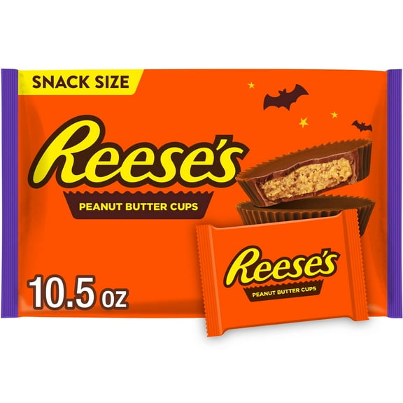 Reese's Milk Chocolate Snack Size Peanut Butter Cups Halloween Candy, Bag 10.5 oz