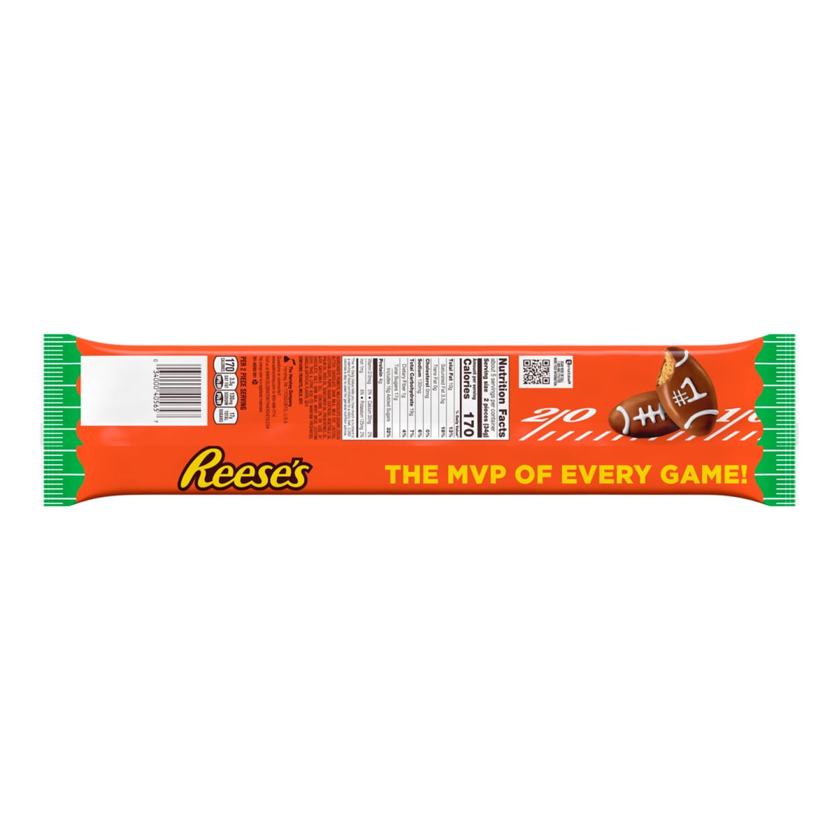 Reese's Milk Chocolate Snack Size Peanut Butter Footballs Candy, Pack 0.6 oz, 10 Pieces