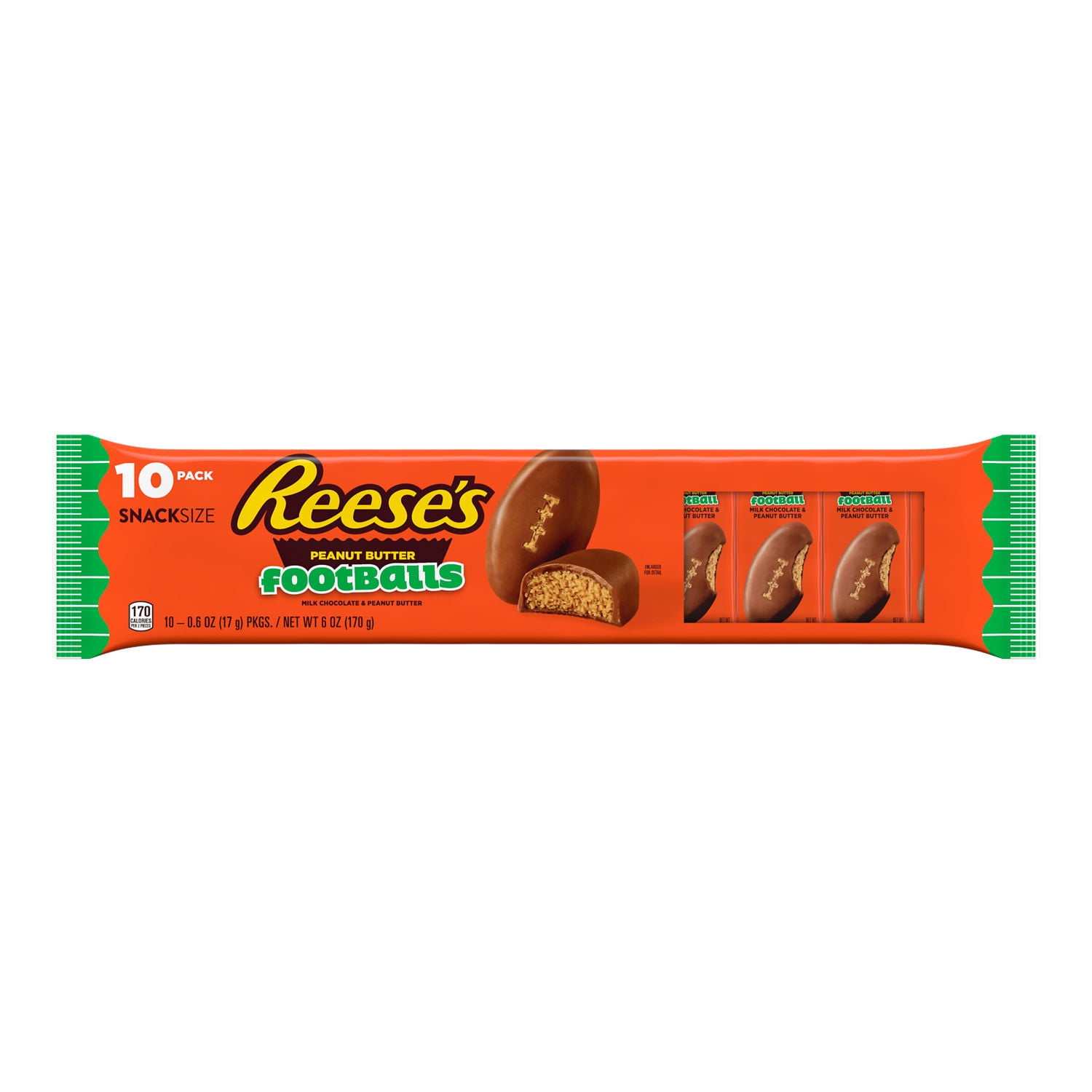 Reese's Milk Chocolate Snack Size Peanut Butter Footballs Candy, Packs