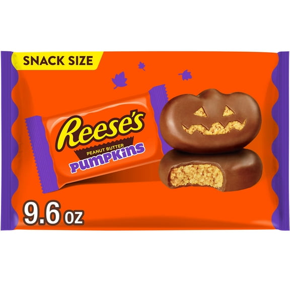 Reese's Milk Chocolate Snack Size Peanut Butter Pumpkins Halloween Candy, Bag 9.6 oz