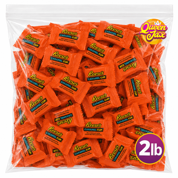 Reese's Milk Chocolate with Peanut Butter & Caramel Cup, 2 LB Bulk, Snack Size, Individually Wrapped