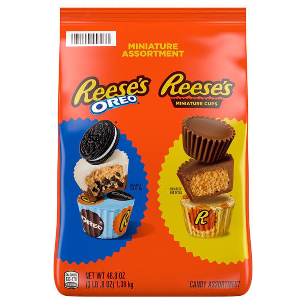 thumbnail image 1 of Reese's Miniatures Oreo and Original Peanut Butter Cups Candy, 48.8 Ounce, 1 of 5