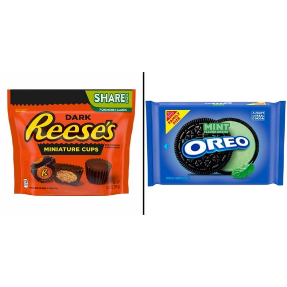 Reese's Miniatures Dark Chocolate Peanut Butter & OREO Mint Creme Chocolate Sandwich Cookies