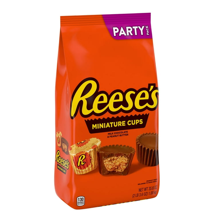 Peanut Butter Cups Miniatures Party Pack, Milk Chocolate, 35.6 oz Bag, Ships in 1-3 Business Days Peanut Butter Cups Miniatures Party Pack, Milk Chocolate, 35.6 oz Bag, Ships in 1-3 Business Days