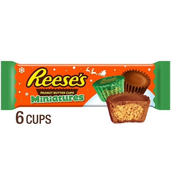 Reese's Miniatures Milk Chocolate Peanut Butter Cups Christmas Candy, Pack 1.86 oz, 6 Pieces